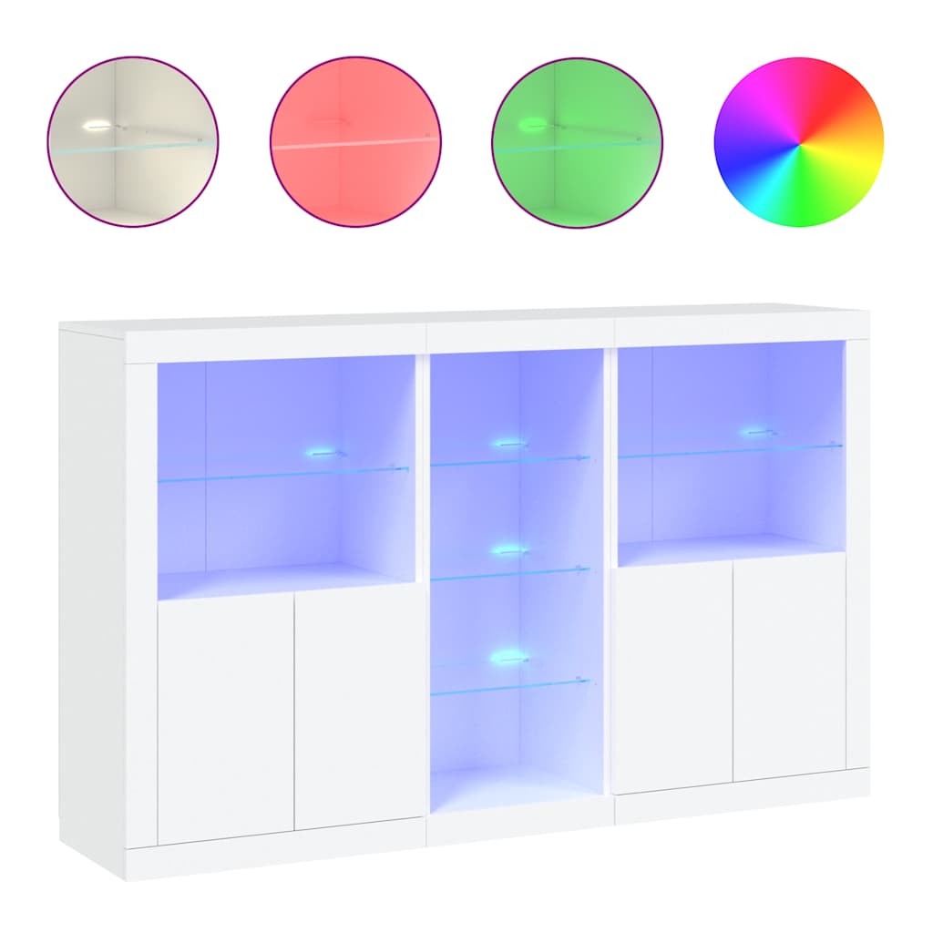 vidaXL Sideboard with LED Lights White 162x37x100 cm 2