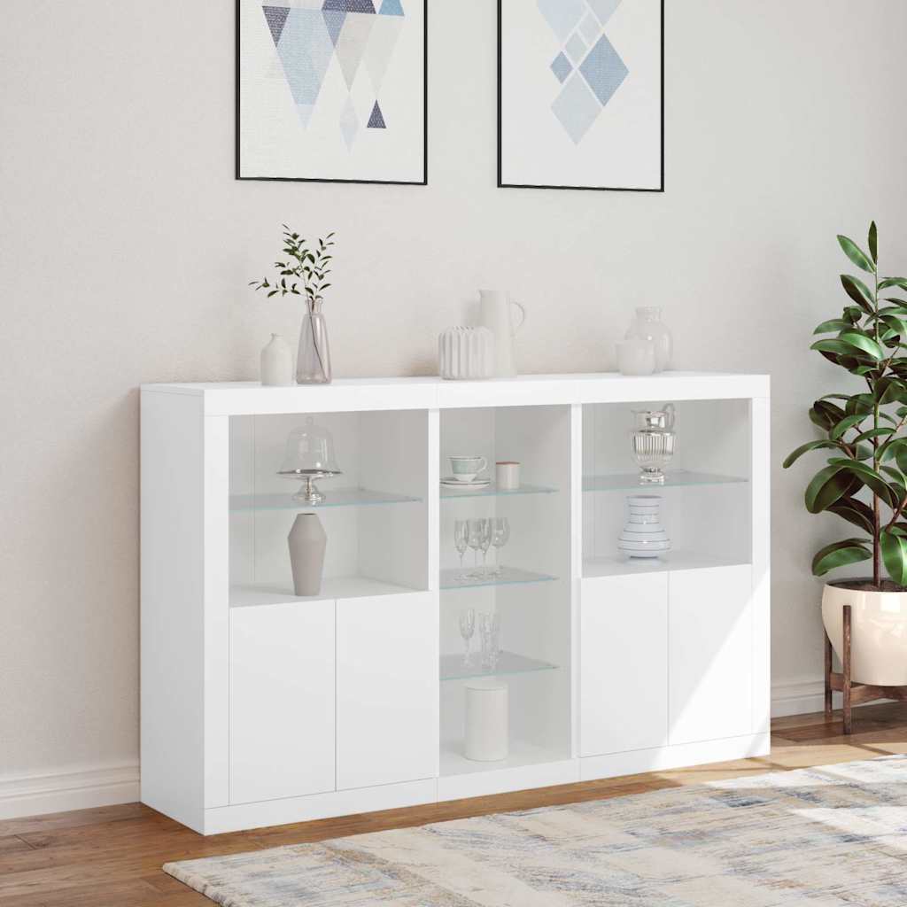 vidaXL Sideboard with LED Lights White 162x37x100 cm 4