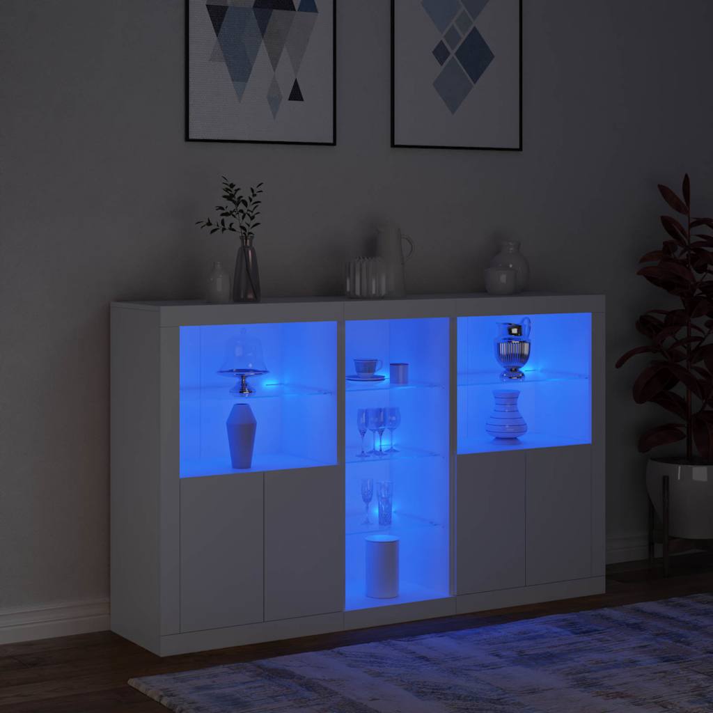 vidaXL Sideboard with LED Lights White 162x37x100 cm 5