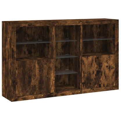 vidaXL Sideboard with LED Lights Smoked Oak 162x37x100 cm 5
