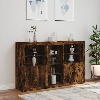 vidaXL Sideboard with LED Lights Smoked Oak 162x37x100 cm 3