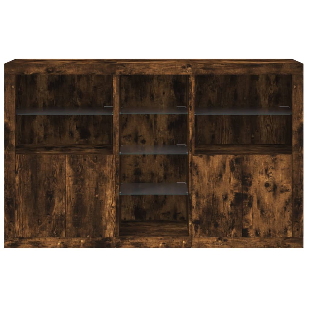 vidaXL Sideboard with LED Lights Smoked Oak 162x37x100 cm 6