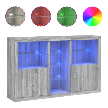 vidaXL Sideboard with LED Lights Grey Sonoma 162x37x100 cm 2