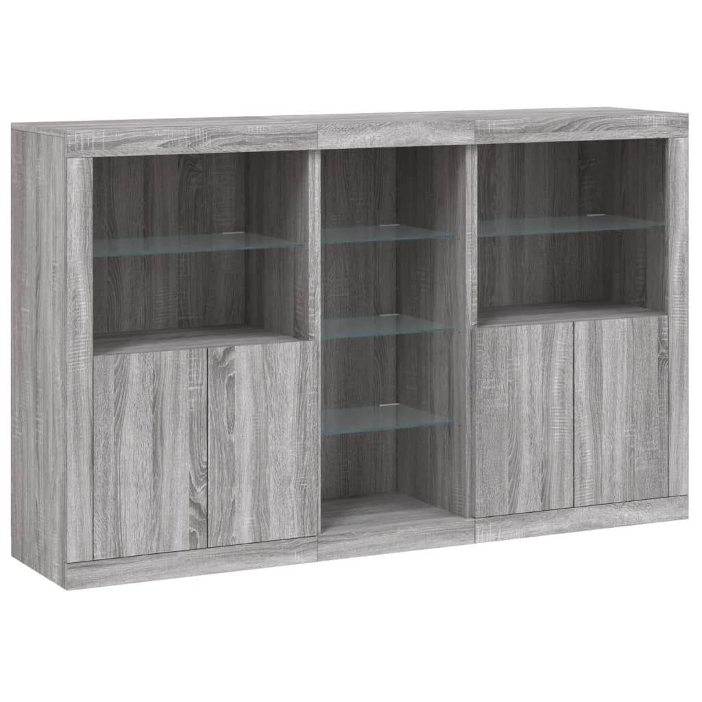 vidaXL Sideboard with LED Lights Grey Sonoma 162x37x100 cm 3