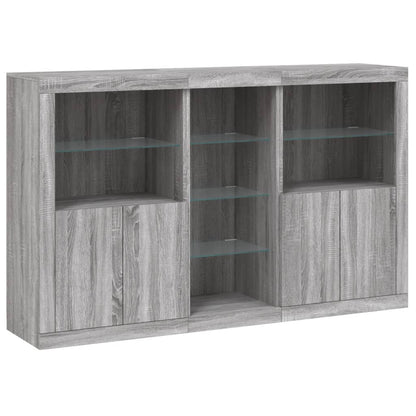 vidaXL Sideboard with LED Lights Grey Sonoma 162x37x100 cm 3
