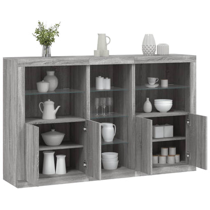 vidaXL Sideboard with LED Lights Grey Sonoma 162x37x100 cm 1