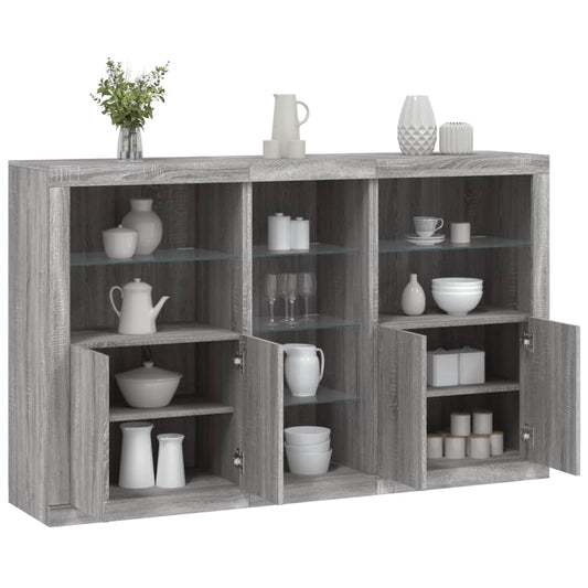 Sideboard with LED Lights 162x37x100 cm Grey sonoma