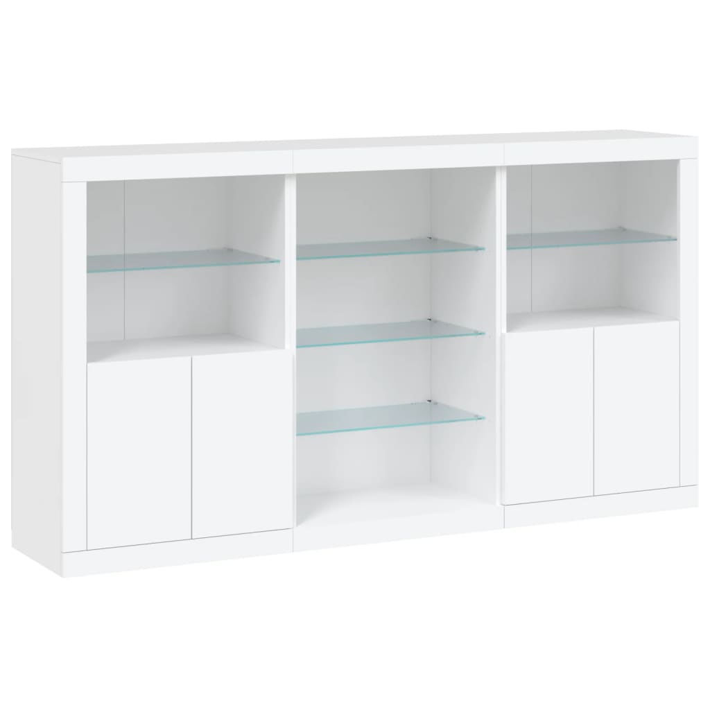 vidaXL Sideboard with LED Lights White 181.5x37x100 cm 3