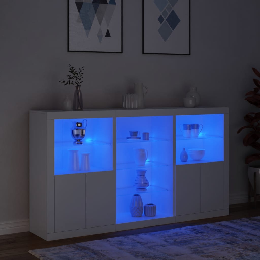 vidaXL Sideboard with LED Lights White 181.5x37x100 cm 5