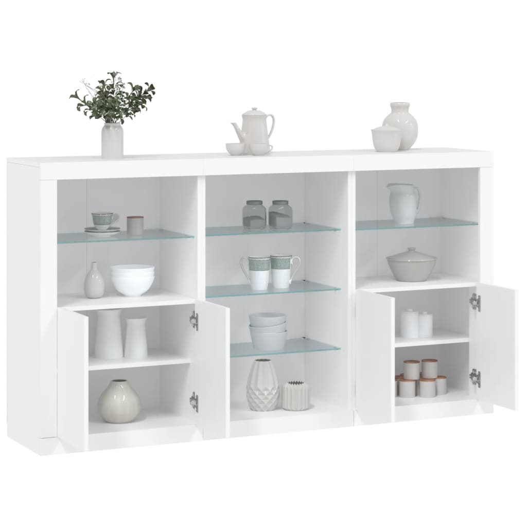 vidaXL Sideboard with LED Lights White 181.5x37x100 cm 1