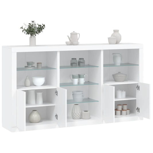 vidaXL Sideboard with LED Lights White 181.5x37x100 cm 1
