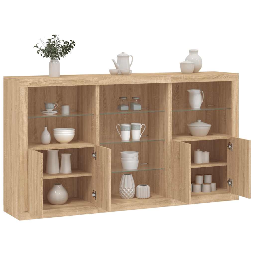 vidaXL Sideboard with LED Lights 181.5x37x100 cm