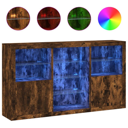 vidaXL Sideboard with LED Lights Smoked Oak 181,5x37x100 cm 2