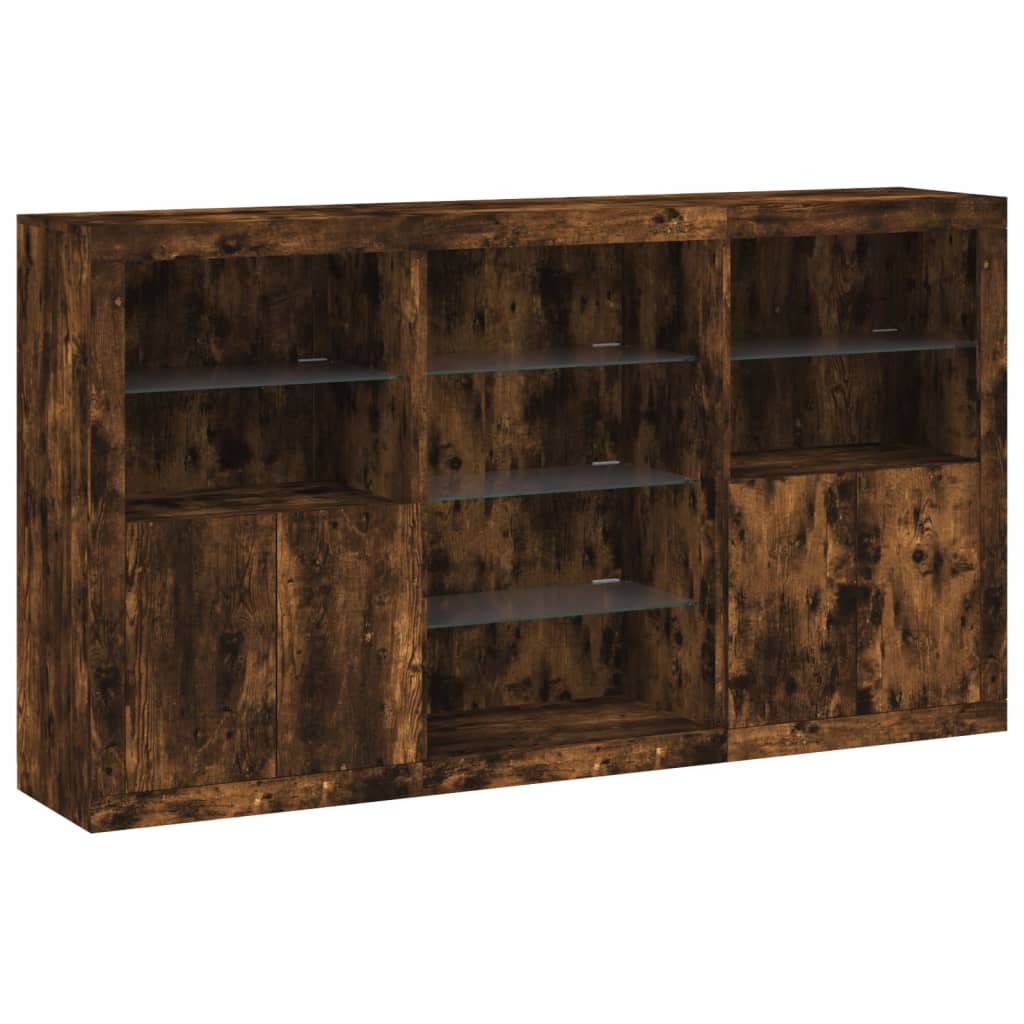 vidaXL Sideboard with LED Lights Smoked Oak 181,5x37x100 cm 5