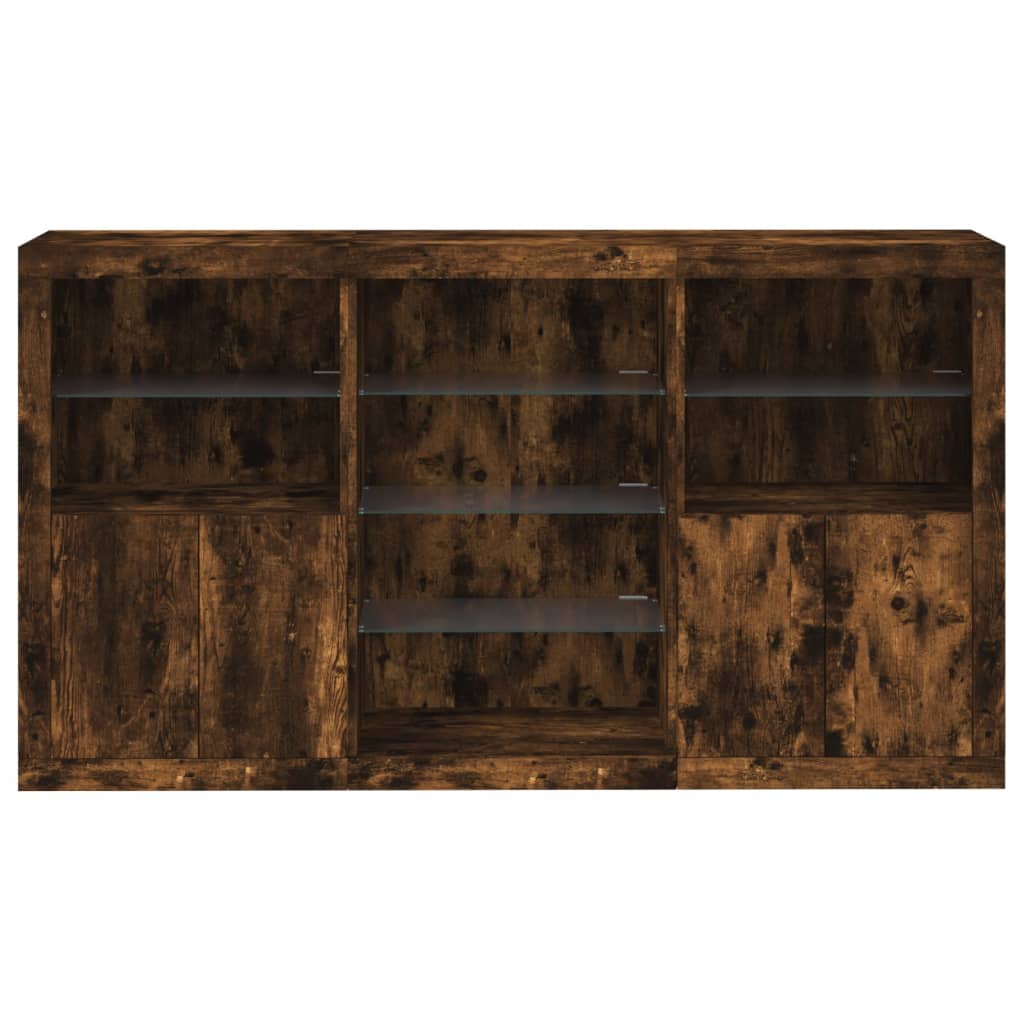 vidaXL Sideboard with LED Lights Smoked Oak 181,5x37x100 cm 6