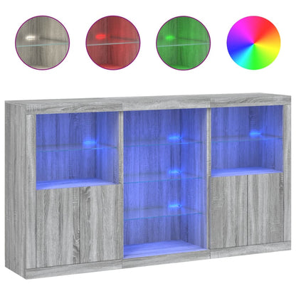 Sideboard with LED Lights 181,5x37x100 cm Grey sonoma