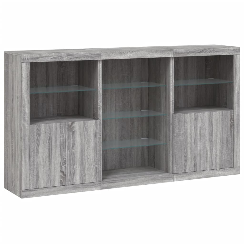 vidaXL Sideboard with LED Lights Grey Sonoma 181,5x37x100 cm 3
