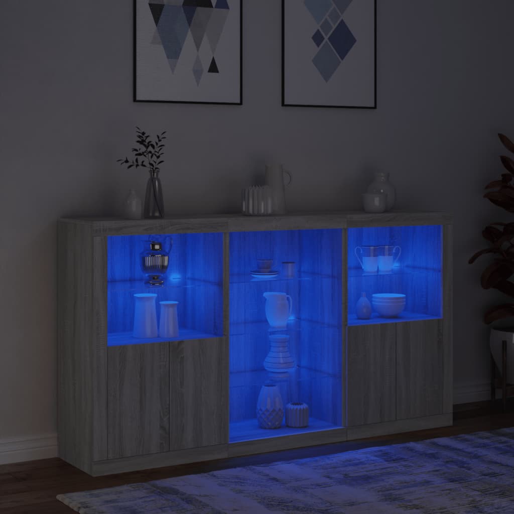 vidaXL Sideboard with LED Lights Grey Sonoma 181,5x37x100 cm 5