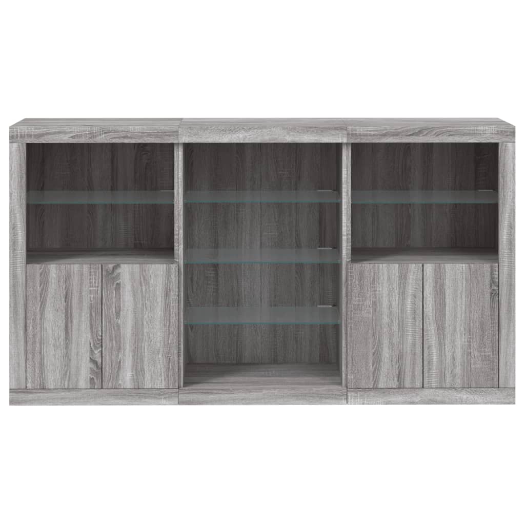 vidaXL Sideboard with LED Lights Grey Sonoma 181,5x37x100 cm 6