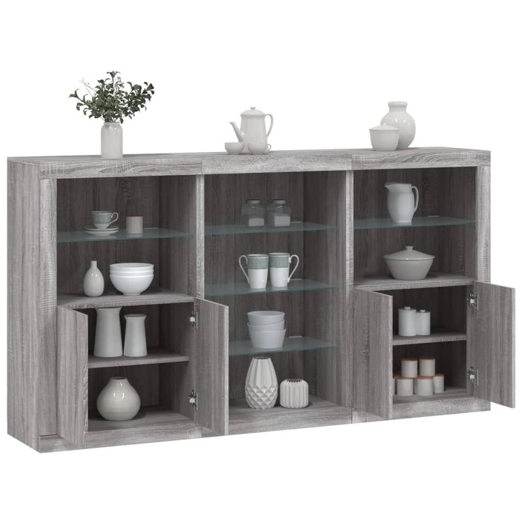 vidaXL Sideboard with LED Lights Grey Sonoma 181,5x37x100 cm 1