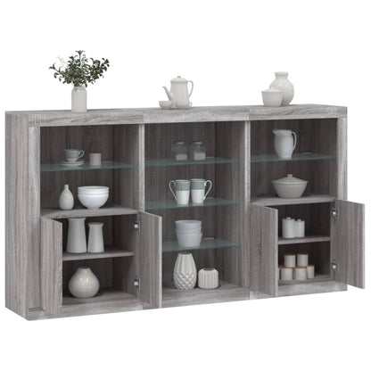 vidaXL Sideboard with LED Lights Grey Sonoma 181,5x37x100 cm 1