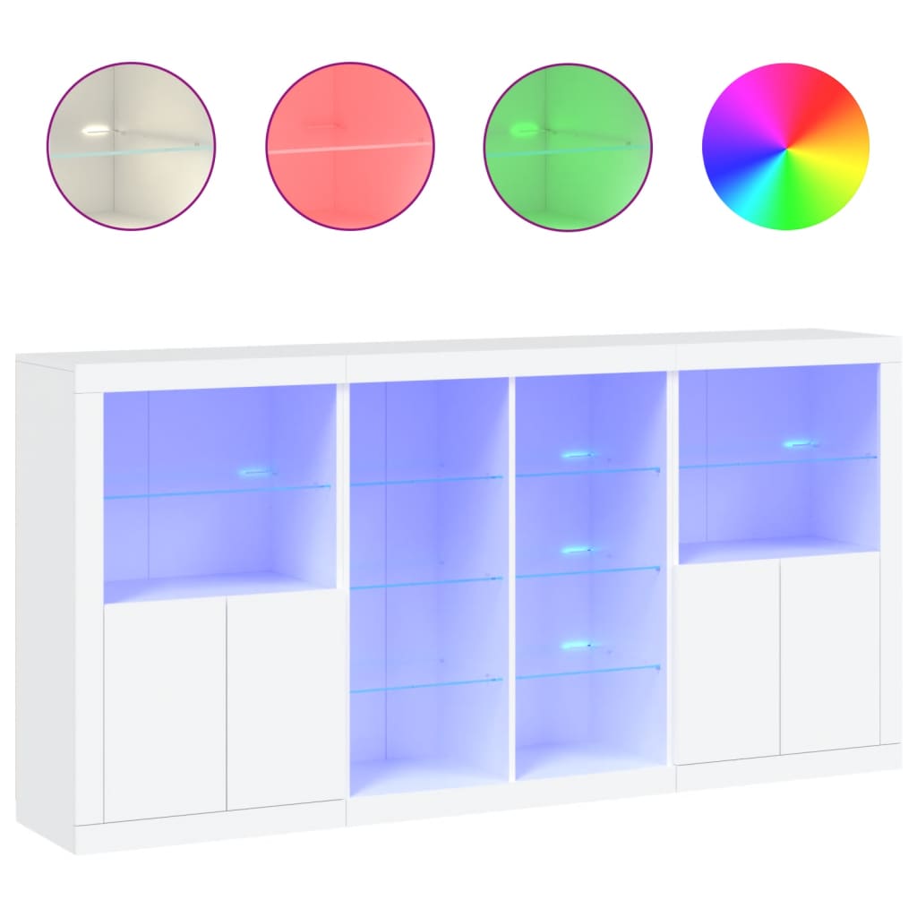 vidaXL Sideboard with LED Lights White 202x37x100 cm 2