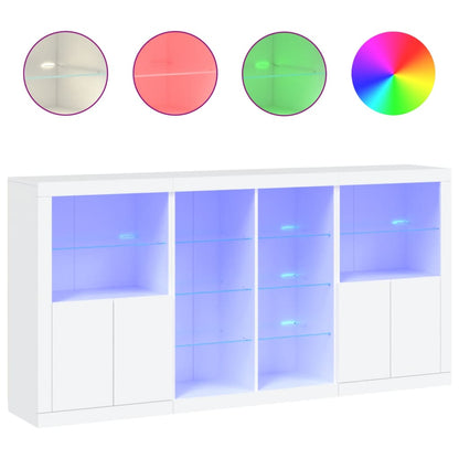 vidaXL Sideboard with LED Lights White 202x37x100 cm 2