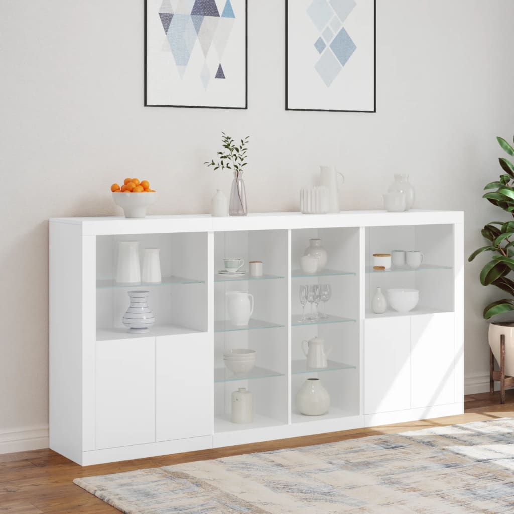 vidaXL Sideboard with LED Lights White 202x37x100 cm 3