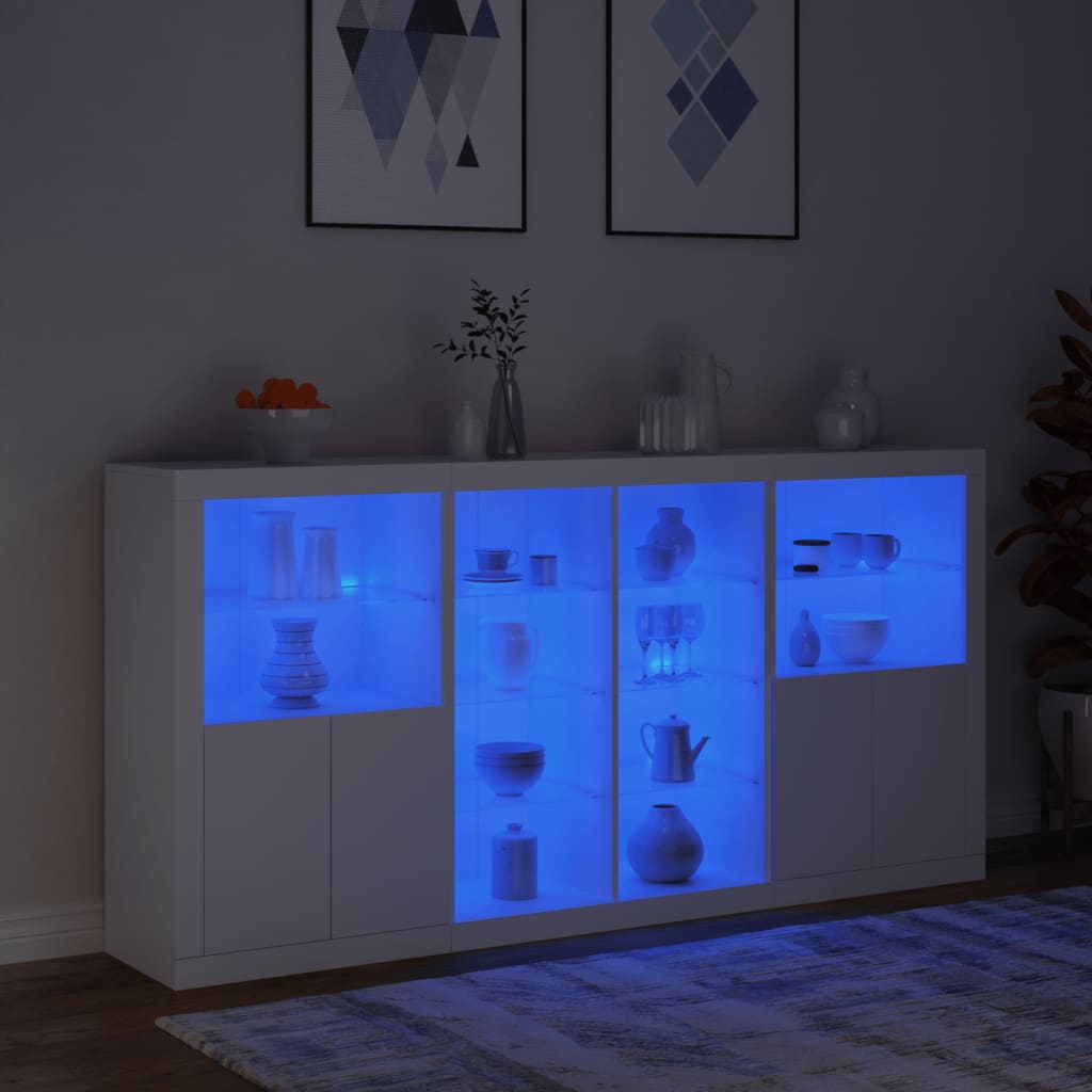 vidaXL Sideboard with LED Lights White 202x37x100 cm 4