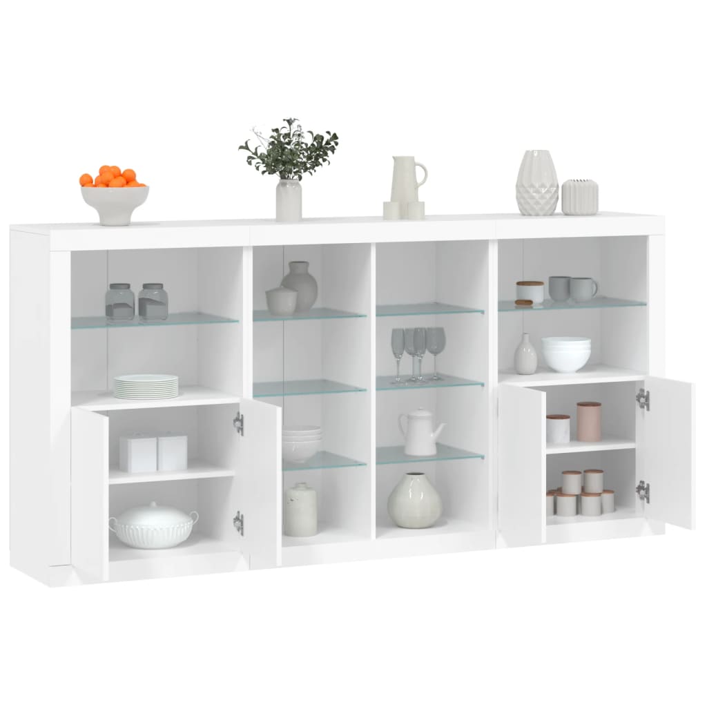 vidaXL Sideboard with LED Lights White 202x37x100 cm 1