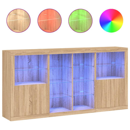 vidaXL Sideboard with LED Lights Sonoma Oak 202x37x100 cm 2