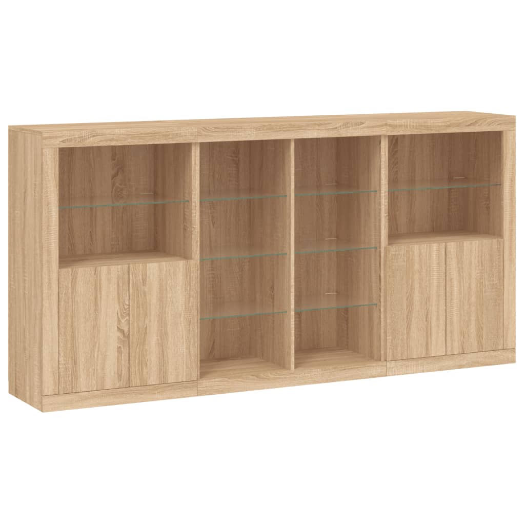 vidaXL Sideboard with LED Lights Sonoma Oak 202x37x100 cm 3
