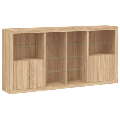 vidaXL Sideboard with LED Lights Sonoma Oak 202x37x100 cm 3