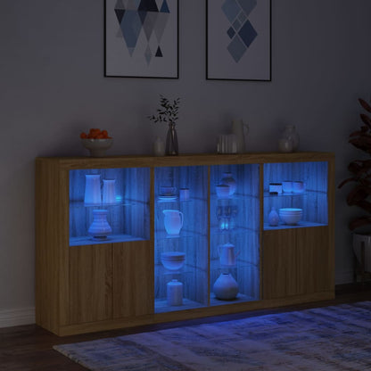 vidaXL Sideboard with LED Lights Sonoma Oak 202x37x100 cm 5