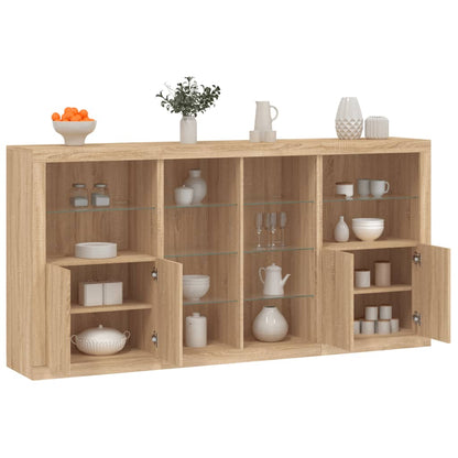 vidaXL Sideboard with LED Lights Sonoma Oak 202x37x100 cm 1