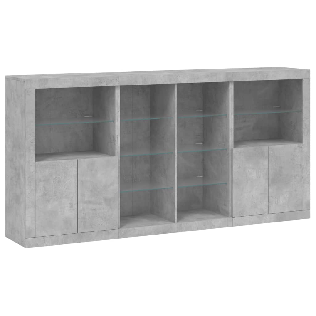 vidaXL Sideboard with LED Lights Concrete Grey 202x37x100 cm 5