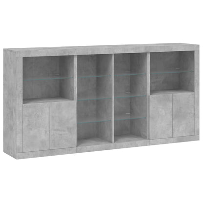 vidaXL Sideboard with LED Lights Concrete Grey 202x37x100 cm 5