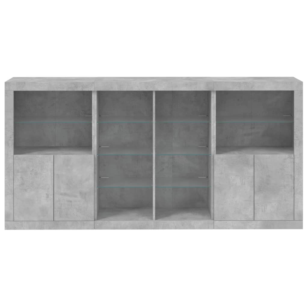 vidaXL Sideboard with LED Lights Concrete Grey 202x37x100 cm 6