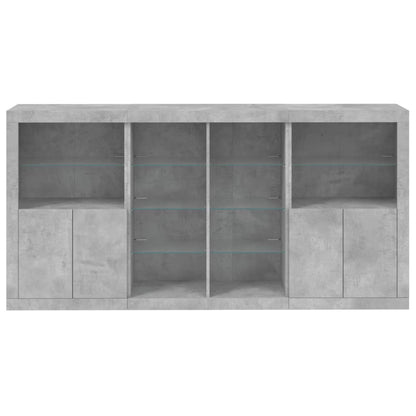 vidaXL Sideboard with LED Lights Concrete Grey 202x37x100 cm 6