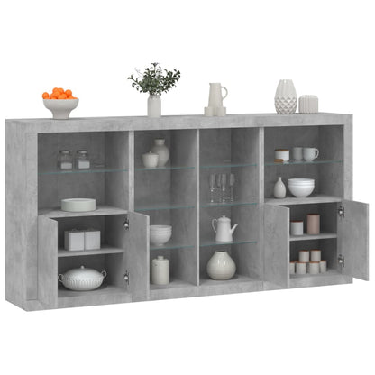 vidaXL Sideboard with LED Lights Concrete Grey 202x37x100 cm 1
