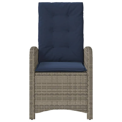 vidaXL 3 Piece Bistro Set with Cushions Grey Poly Rattan 5