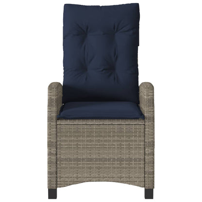 vidaXL Reclining Garden Chairs 2 pcs with Cushions Grey Poly Rattan 5