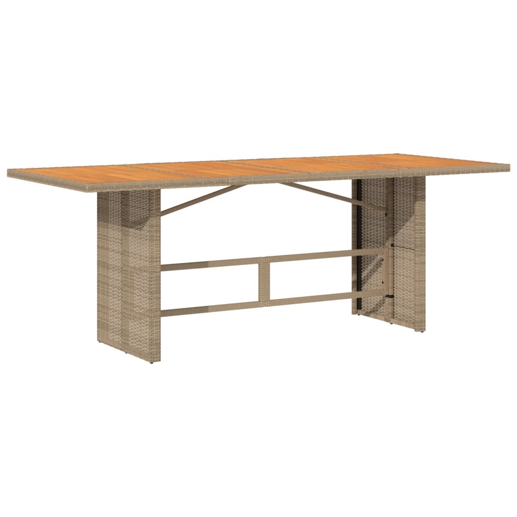 vidaXL Garden Table with Acacia Wood Top Beige 190x80x74cm Poly Rattan 2