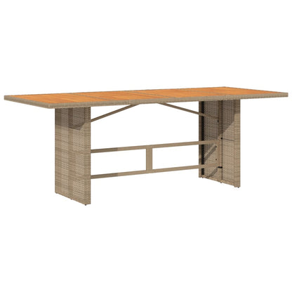 vidaXL Garden Table with Acacia Wood Top Beige 190x80x74cm Poly Rattan 2