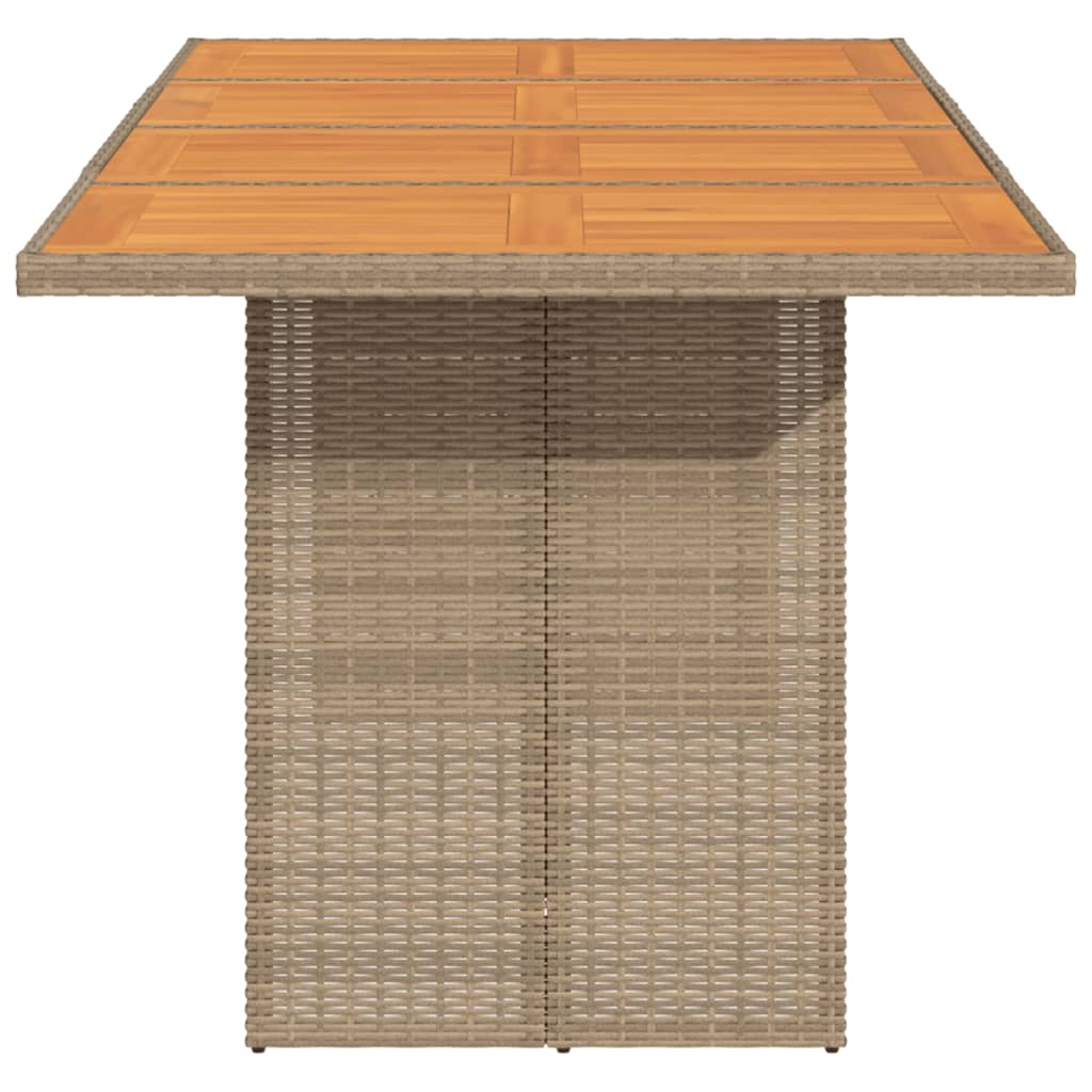 vidaXL Garden Table with Acacia Wood Top Beige 190x80x74cm Poly Rattan 6
