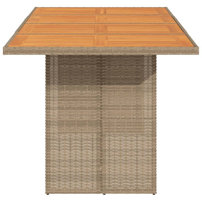 vidaXL Garden Table with Acacia Wood Top Beige 190x80x74cm Poly Rattan 6