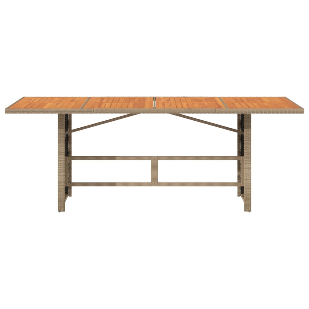 vidaXL Garden Table with Acacia Wood Top Beige 190x80x74cm Poly Rattan 4