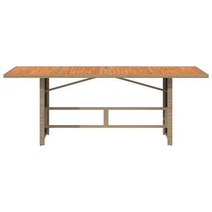 vidaXL Garden Table with Acacia Wood Top Beige 190x80x74cm Poly Rattan 4