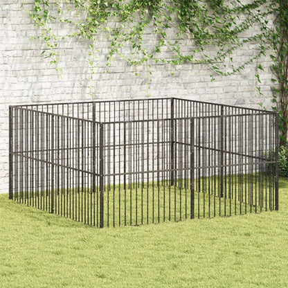 vidaXL Dog Playpen 4 Panel Black Galvanised Steel