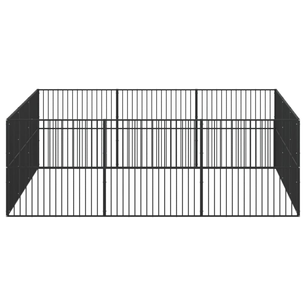 vidaXL Dog Playpen 12 Panels Black Galvanised Steel 4